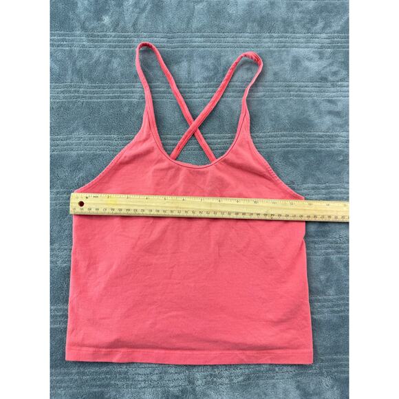 American Eagle Coral Pink Cotton Adjustable Straps Cami Crop Top Women's Small - Picture 7 of 10